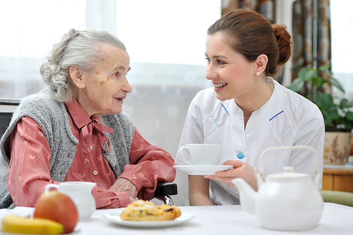 An elderly woman with a home career