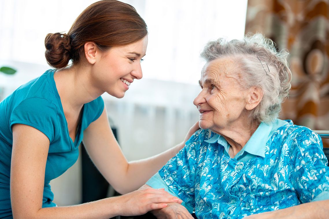 An elderly woman and her in house career